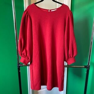 Free Assembly Red Balloon Sleeve Dress XXL